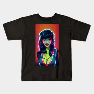 Neon lights pin up bust cute Kids T-Shirt